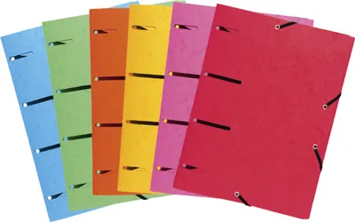 Produktbild von Exacompta 25x Aktenmappe +Gummizug 3 Klappen gelocht Karton A4 sortiert 447100E