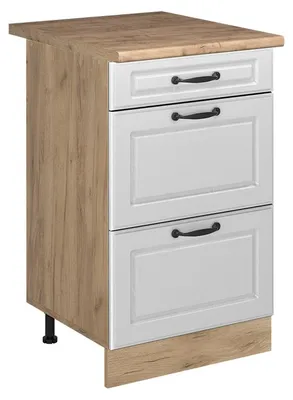 Zdjęcie produktu dla Szafka dolna do kuchni Vicco R-Line Biały rustykalny/Dąb goldkraft 50 cm blat roboczy Dąb Goldkraft, Model 69962