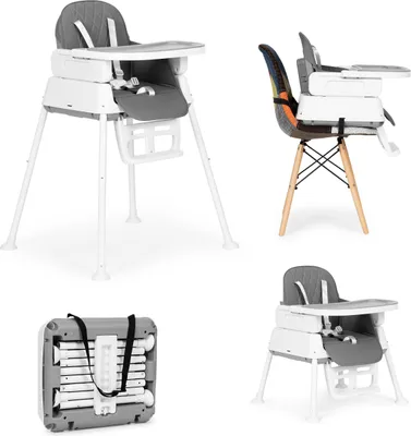 Produktbild von ECOTOYS Klappbarer Fütterungsstuhl 3 in 1 grau