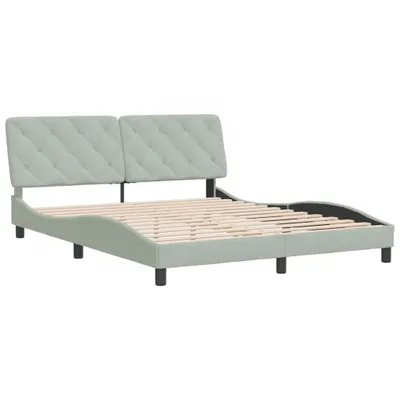 Produktbild von Bettgestell ohne Matratze Hellgrau 160x200 cm Samt