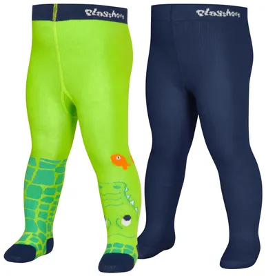 Produktbild von Playshoes Strumpfhose Uni Kinder Strumpfhose, Krokodil 2er Set, 50/56