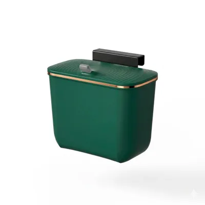 Image de Poubelle de 7 litres à fixer sur une porte d'armoire, poubelle de cuisine avec couvercle hermétique, poubelle polyvalente en plastique - TRASHINKO Vert