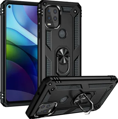 Obrázek produktu pro Pouzdro pro Motorola Moto G Stylus 5G 2021 dvouvrstvé robustní, vojenská ochrana pouzdro s držákem prstenu a stojánkem černé
