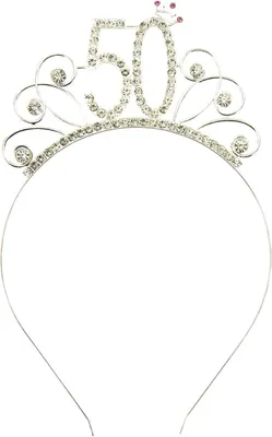 Produktbild von Oblique Unique Haarreifen Zahl 50 mit Diamanten + Krone Haarreif 50. Geburtstag Damen Frauen silber Metall