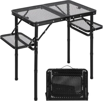Obrázok produktu pre Prenosný campingový stôl - skladací - nastaviteľná výška - multifunkčný stôl - 90 x 41 cm - čierny