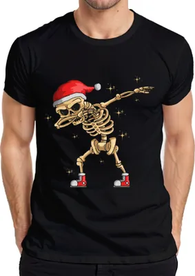 Produktbild von Dabbing Skelett Weihnachtsmütze - Weihnachten Weihnachtsgeschenk Christmas Herren T-Shirt, Schwarz, L