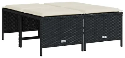 Produktbild von vidaXL Gartenhocker mit Kissen 4 Stk. Schwarz Poly Rattan