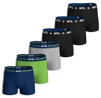 Produktbild von NFL Herren Boxershorts, 6er Pack - NFL Teams, Boxers, Football, Logo, Baumwollmischung Seattle Seahawks/Schwarz 2XL