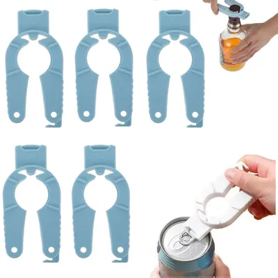 Produktbild von Dosenöffner 5-teilig - Multifunktionsöffner mit Magnetverschluss - Flaschenöffner Glasöffner Schraubdeckelöffner - Küchenhelfer für Camping - Blau