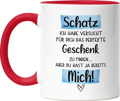 Produktbild von Schatz Geschenk Tasse Rot  Mit Spruch Ehemann Freund Partner Humor Sarkasmus Geschenkidee