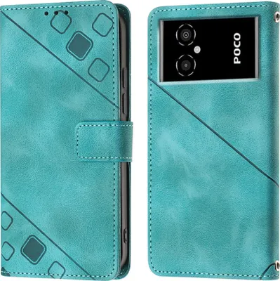 Produktbild von Hülle für Xiaomi Poco M4 5G M5 4G Prägung Flip Leder Brieftasche Schutzhülle mit Ständer Grün