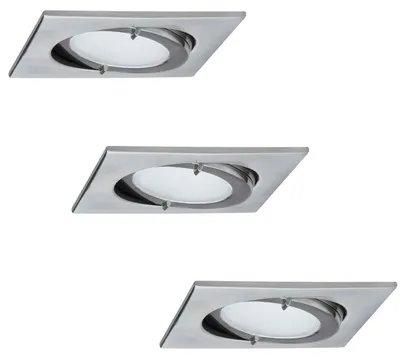 Produktbild von Paulmann Möbel Einbauleuchten Set IP44 Quadro schwenkbar 3x20W 60VA 230/12V G4 Eisen gebürstet/Alu