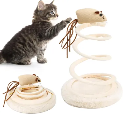 Produktbild von Katzenspielzeug Interaktives Katzenspielzeug, Spiralfeder, Plüschmaus, tragbares Spielzeug für den Innenbereich