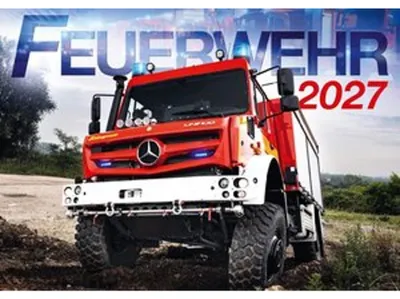 Produktbild von Feuerwehr Kalender 2027 Deutsch mit internationalen Einsatzfahrzeugen und Feiertagen