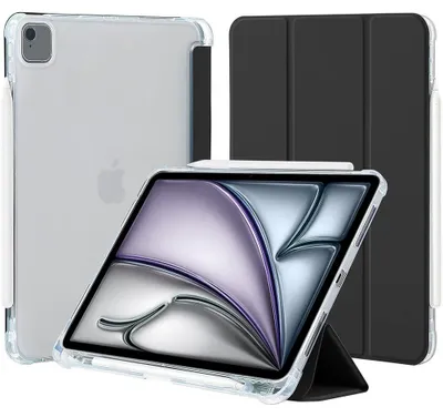 Image de Coque pour iPad Air 13 Pouces M2/M3/M4 (2024/2025/2026) / iPad Pro 12,9"(2018/2020/2021/2022) Protection avec Porte-Stylet - Noir