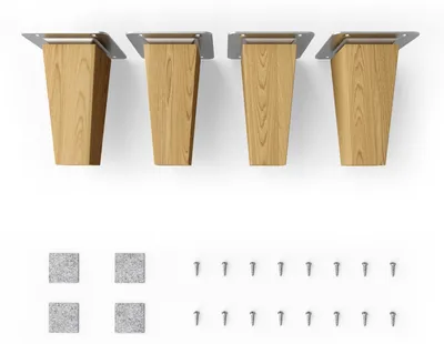 Produktbild von 4x sossai Holzfüße eckig - gerade Ausführung 10cm Eiche