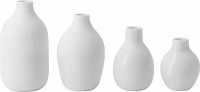Zdjęcie produktu dla Räder Mini Flaschenvasen weiß 4er Set 5-8,5x3,5-4,5cm
