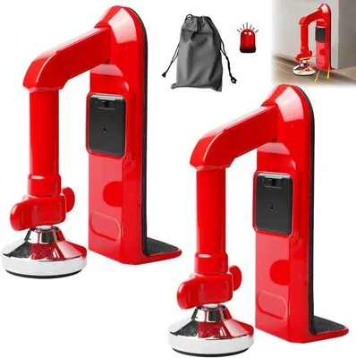 Imagen del producto de Parachoques para puerta eléctrico con alarma de 80 dB - Cerradura de puerta portátil - Seguridad para el hogar - Dispositivo de seguridad para el hogar - Tope de puerta ajustable - Incluye baterías de repuesto - Alarma para puerta
