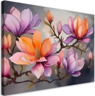 Produktbild von Leinwandbild Aquarell Abstraktion Blume 60x40 Feeby Bunt bild für die wand bereit zum aufhängen