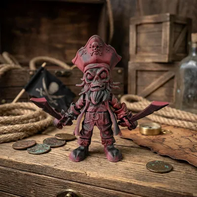 Productafbeelding van 3D-geprint piratenskelet figuur, decoratie voor Halloweenfeest