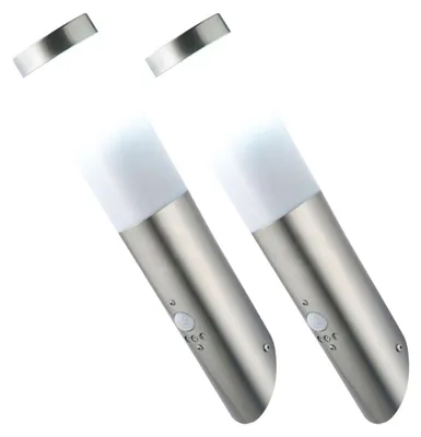 Immagine prodotto di Set da 2 lampade da parete a LED con sensore di movimento, acciaio inossidabile, H 41 cm
