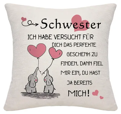 Produktbild von Kissenbezug als Geschenk für die Schwester, Geburtstagsgeschenk