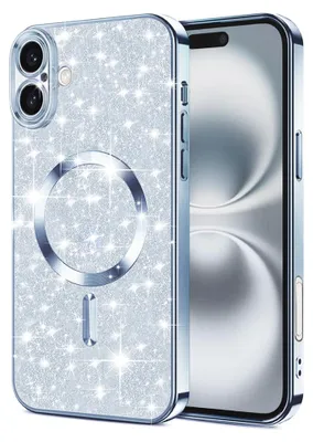 Produktbild von Techsuit Luxury Glitter Back Cover Hülle mit MagSafe für Apple iPhone 16 Plus - Hellblau