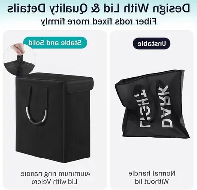 Produktbild von Famanu Wäschekorb mit Deckel, faltbar, robust, 52 x 23 x 53 cm, schwarz