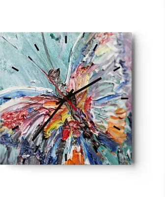 Produktbild von Wanduhr - Quadrat - Glasuhr - Vogel Natur Farbe - 40x40cm - Schleichendes Uhrwerk - Lautlos - zum Aufhängen bereit - Dekoration Modern - Wanddekoration aus Glas - C3AC40x40-3594
