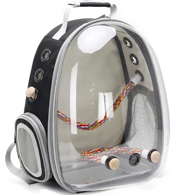 Vogelrucksack mit transparenter Blase, inkl. Zubehör, 26,7 x 29,9 x 40,6 cm