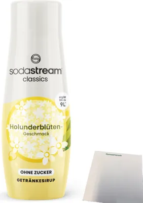 Produktbild von SodaStream Sirup Holunderblüte Geschmack ohne Zucker (440ml Flasche) + usy Block