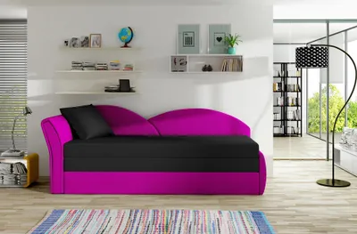Produktbild von Schlafsofa mit Stauraum 80x180 RESTARA - schwarz/rosa, links