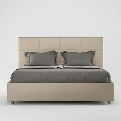 Produktbild von Doppelbett mit Bettkasten 160x190 in beigefarbenem Kunstleder Mika