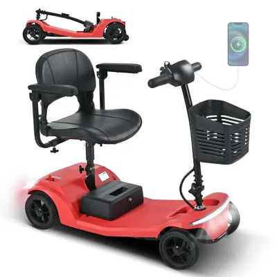 Produktbild von ZELURXX Elektromobil 4-Rad Senioren 136kg 6km/h, 15km Reichweite, herausnehmbarer Akku, USB, elektromagn. Bremse, Rot
