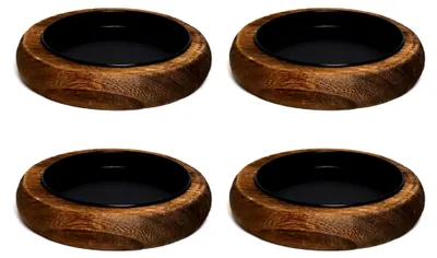 Produktbild von 4 Stück Kerzenhalter für Stumpenkerzen aus Holz - Kerzenteller für Kerzen