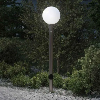 Produktbild von Pollerleuchte mit Sensor und Steckdose 120 cm Edelstahl IP44