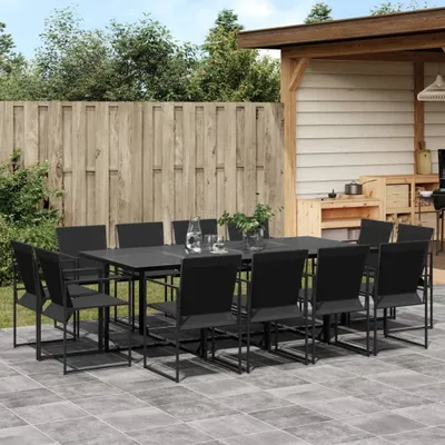 Produktbild von vidaXL 13-tlg. Garten-Essgruppe Schwarz Textilene