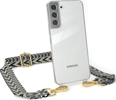 Produktbild von EAZY CASE Handykette - Verstellbarer Trageriemen kompatibel mit Samsung Galaxy S22 Plus 5G, Handykordel mit transparenter Silikon-Hülle, Band in Grün