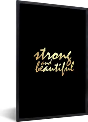 Produktbild von MuchoWow® Gerahmtes Poster Zitate - Motivation - Schwarz - Gold 60x90 cm - Poster mit Schwarzem Bilderrahmen Wandposter Rahmen Foto Bilder - Kunst