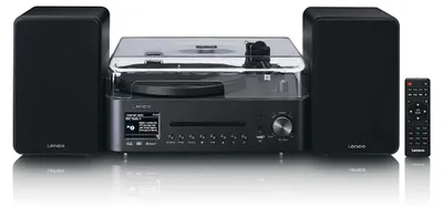 Produktbild von Lenco MC-760BK - Hi-Fi-Stereoanlage mit Plattenspieler und Lautsprechern - Internetradio, DAB+, FM, Bluetooth®, CD/MP3-Player - Schwarz