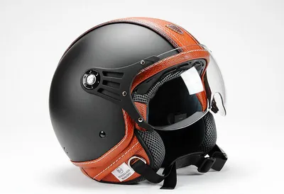 Produktbild von BNO Pilothelm PL26, leichter Jethelm mit Pilotbrille in Matt-Schwarz-Braun S