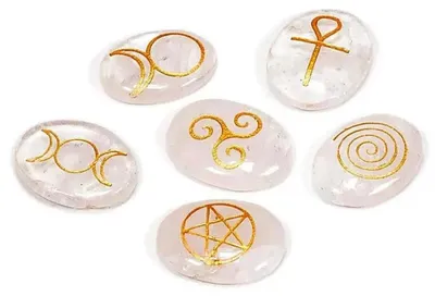 Wicca Symbolensteine Bergkristall, 6er Set