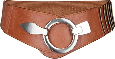 Produktbild von OKWISH Elastischer Damen Breiter Taillengürtel, ca. 6 cm breiter Hüftgürtel mit silberner Ring-Schließe, Stretchgürtel Kaffee,mit individuellem Design