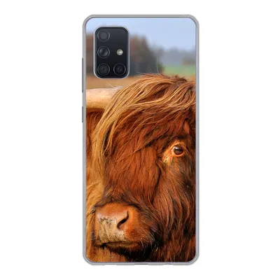Produktbild von MuchoWow® Handyhülle Schutzhülle Hülle für Samsung Galaxy A51 5G Schottischer Highlander - Gras - Baum Silikon Softcase Handy Hülle - Abbildung
