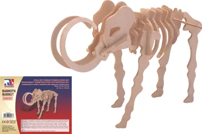 Produktbild von 3D Holzpuzzle Mammut Skelett, 19 Einzelteile, 25,5 x 7 x 16,2 cm