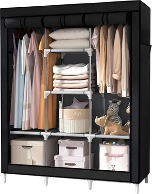 Produktbild von Kleiderschrank Tragbar aus Stoff, Kleiderschrank zur Aufbewahrung, wasserdichter Kleiderschrank, Kleideraufbewahrungsorganisator für Zuhause, Schlafzimmer und Wohnzimmer. (130x170x45cm)
