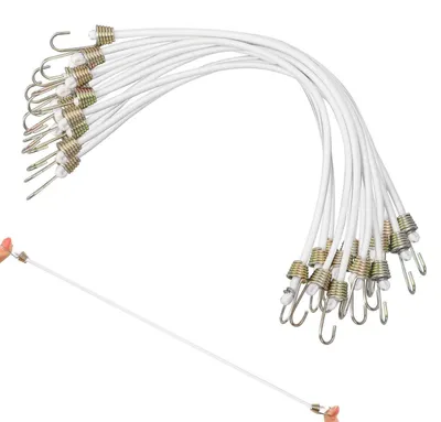 Productafbeelding van 15 stuks spanbanden met haak, 26 cm, wit, elastische bagagespanners, siliconen