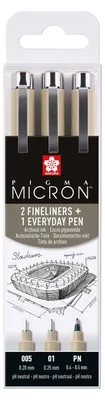Obrázok produktu pre Sakura | Pigma Micron Set Fineliner 005, 01 a PN pero