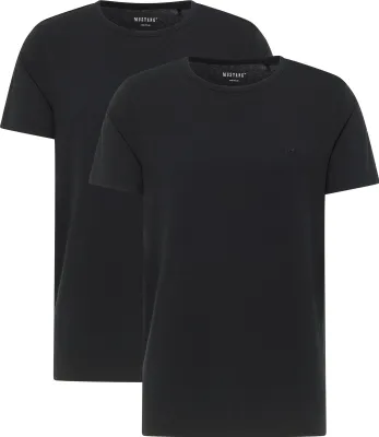 Produktbild von Mustang - Herren Doppelpack Shirt mit O-Ausschnitt, (1014663), Größe:4XL, Farbe:black (4142)