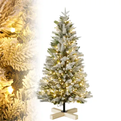 Zdjęcie produktu dla XMTECH 150cm choinka premium z 200 diodami LED i śniegiem, sztuczne, realistyczne, gęste gałęzie